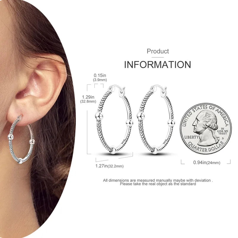 925 Silver Hoop Earrings For Woman