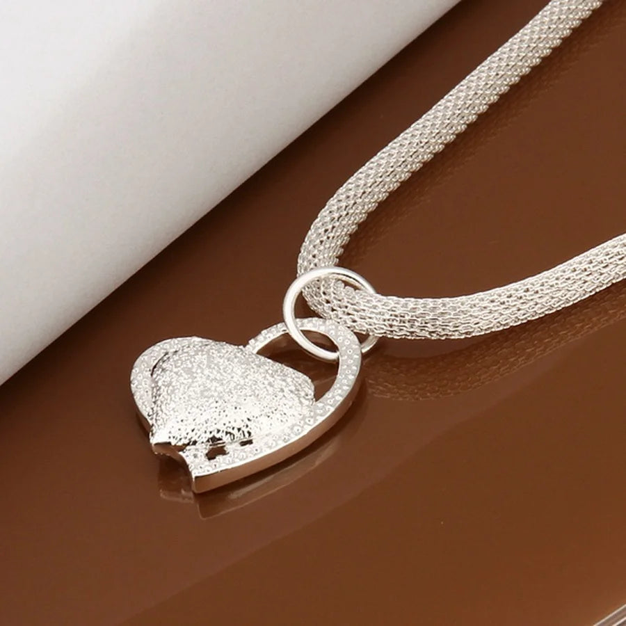 925 Sterling Silver Necklace Gorgeous Charm Fashion Heart Wedding Lady Love
