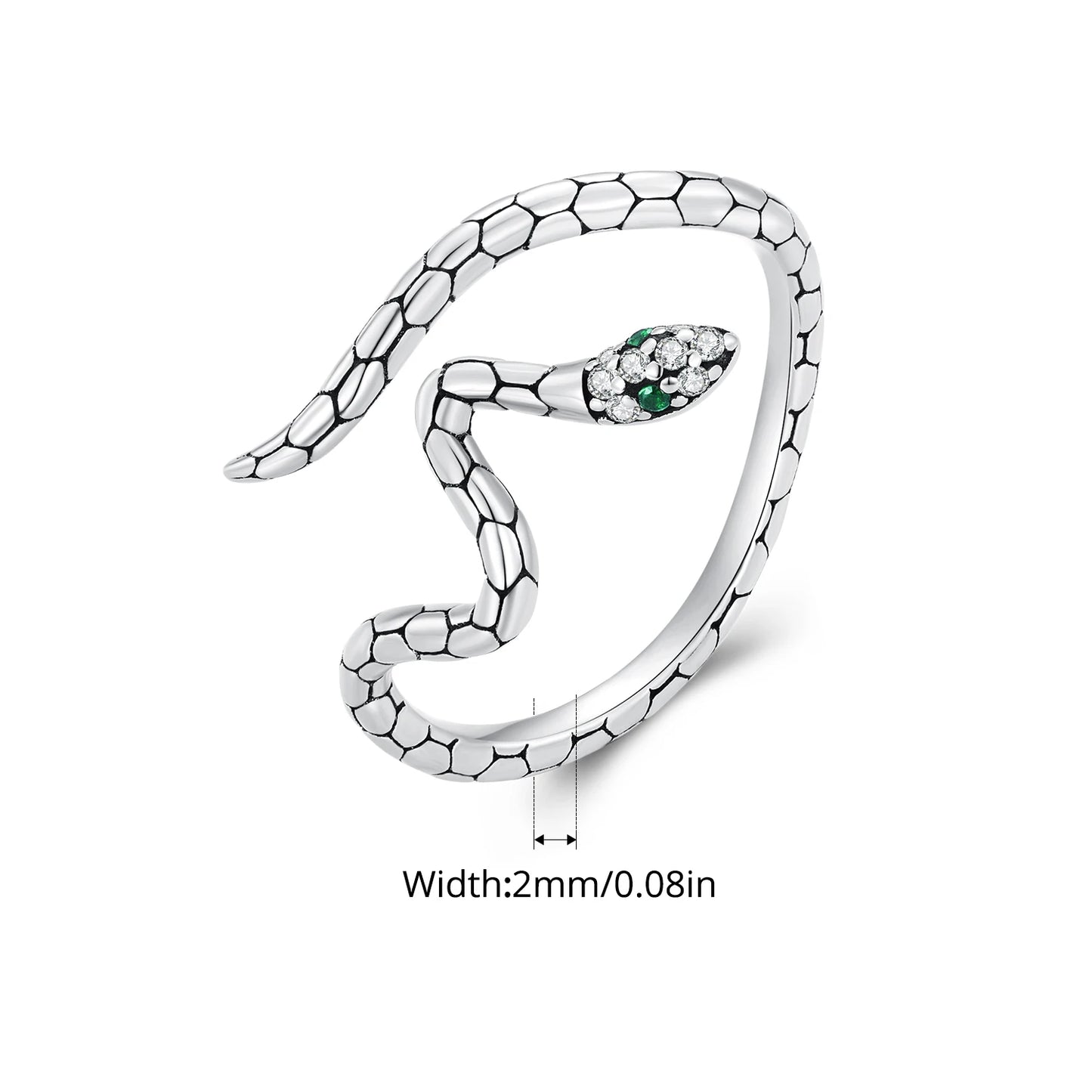 925 Sterling Silver Original Snake Open Ring