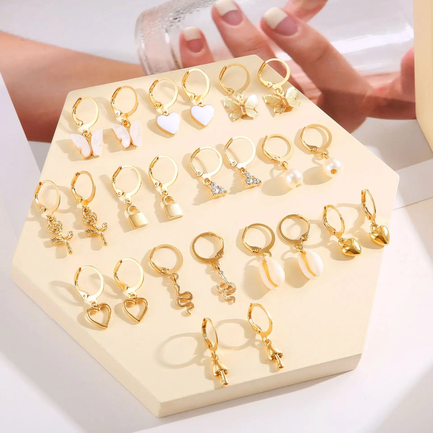 24 Pcs European and American Boho Big Circle Hoop Earring Set