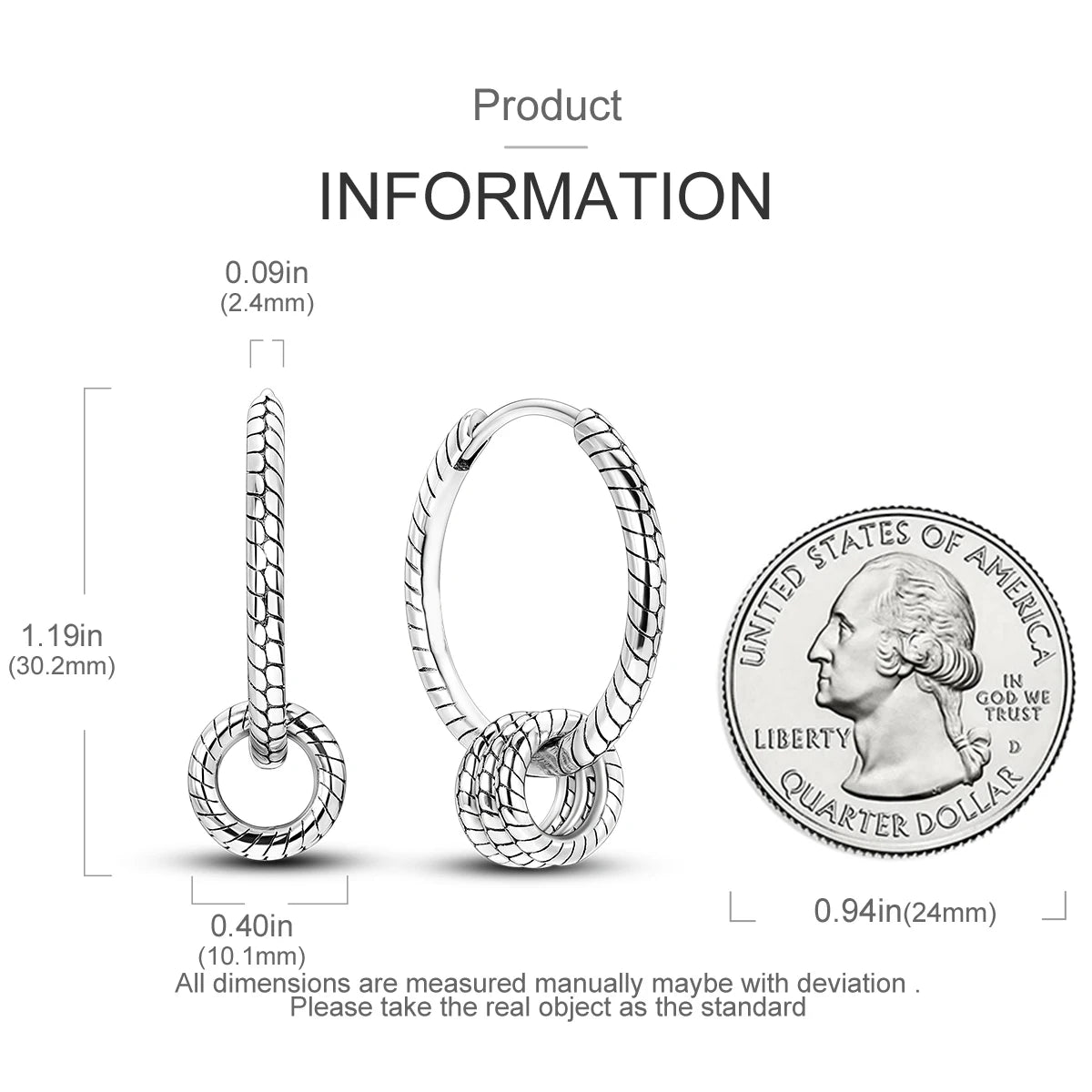 925 Silver Hoop Earrings For Woman
