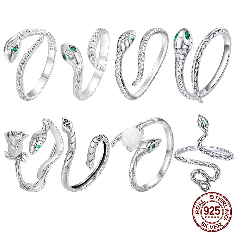 925 Sterling Silver Original Snake Open Ring