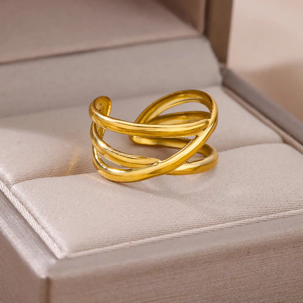 316L Stainless Steel Rings for Women Gold Color Never Fade Luxury Classic rings