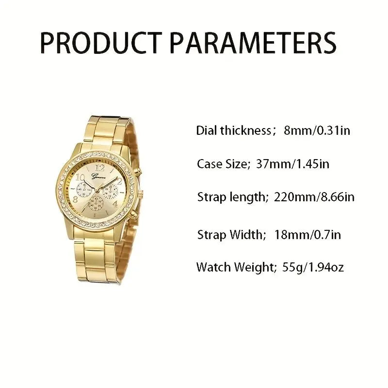 5 PCS Set Gold Watch Women