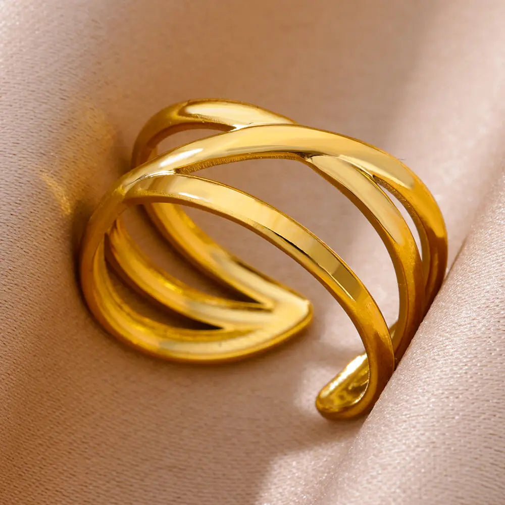 316L Stainless Steel Rings for Women Gold Color Never Fade Luxury Classic rings