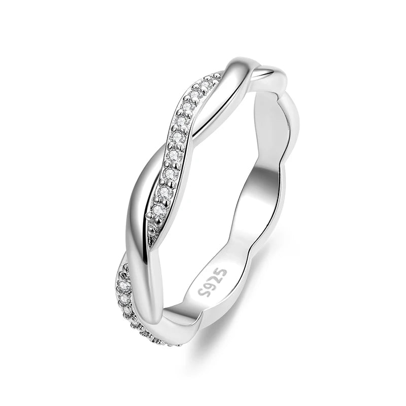 925 Sterling Silver Simple Twisted Ring 14K Gold
