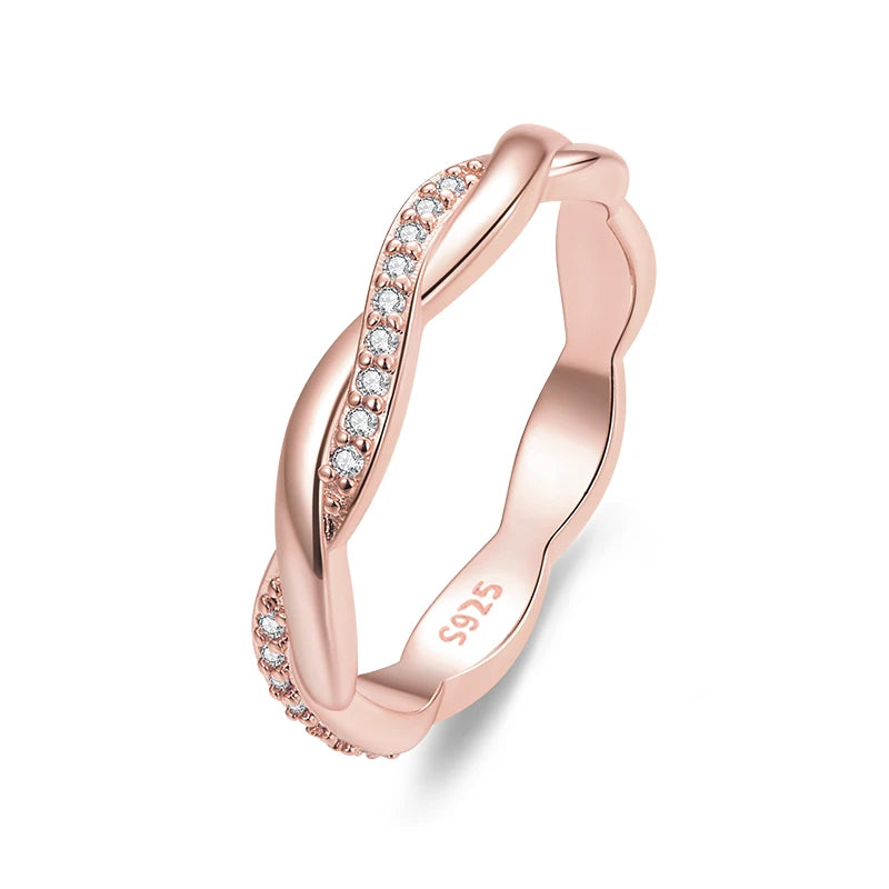 925 Sterling Silver Simple Twisted Ring 14K Gold
