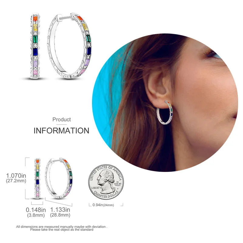925 Silver Hoop Earrings  For Woman