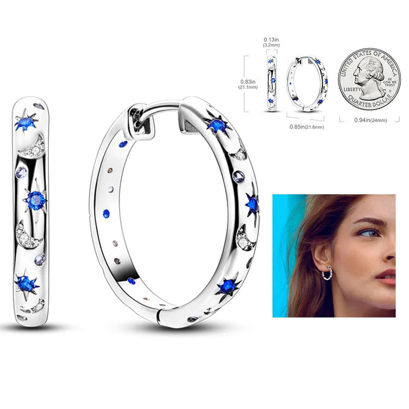 925 Silver Hoop Earrings  For Woman