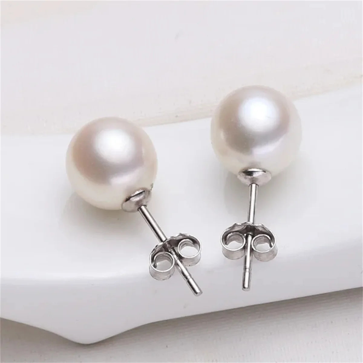 925 Sterling Silver 6mm/8mm/10mm Freshwater Cultured Pearl Button Ball