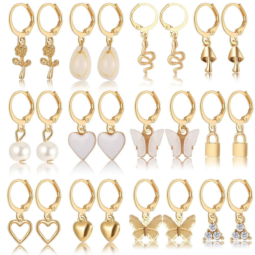 24 Pcs European and American Boho Big Circle Hoop Earring Set