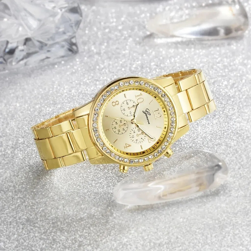 5 PCS Set Gold Watch Women