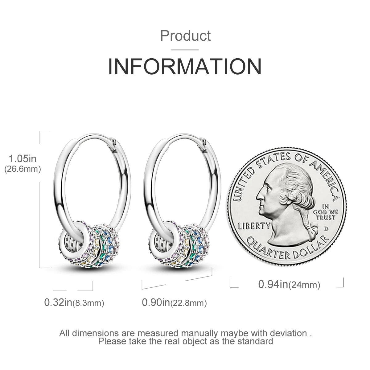 925 Silver Hoop Earrings  For Woman