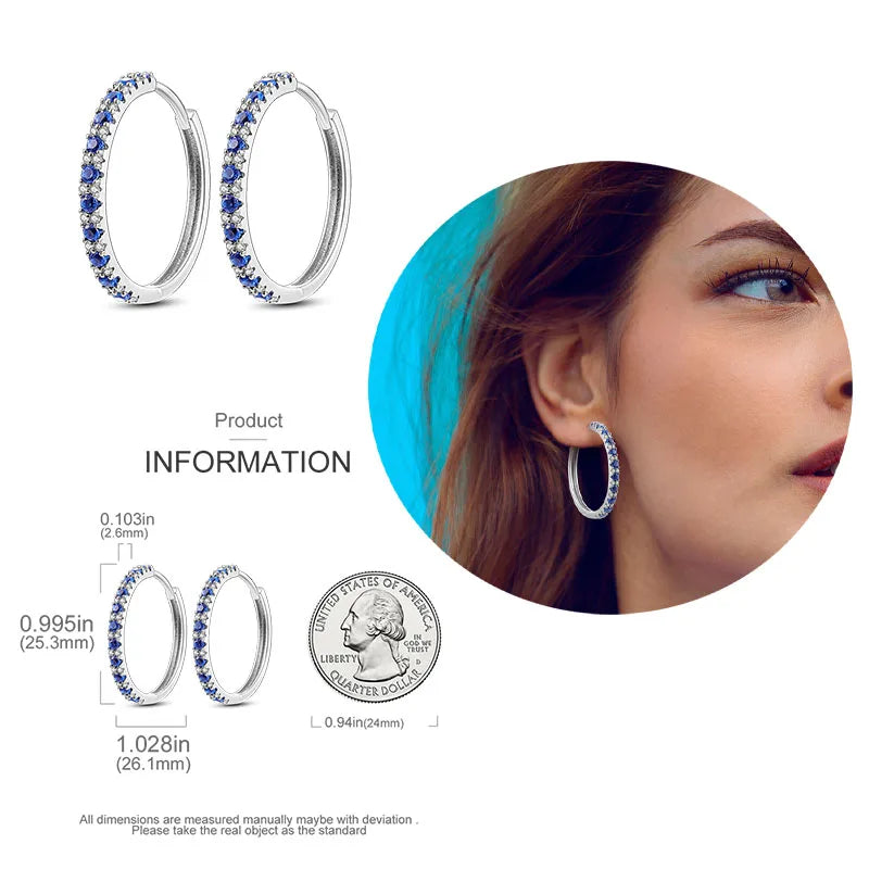 925 Silver Hoop Earrings  For Woman