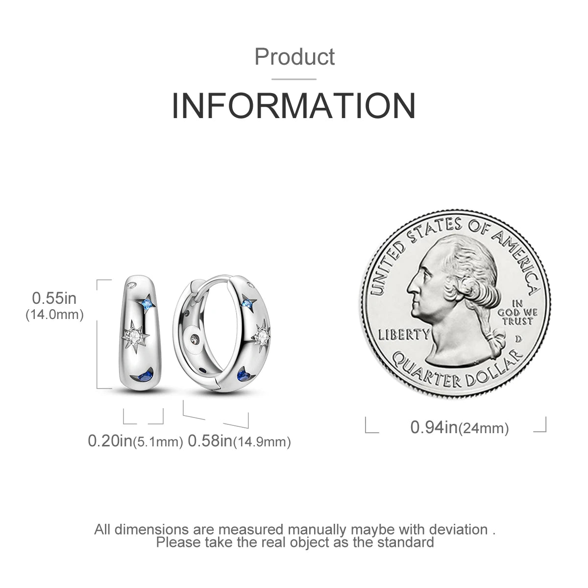 925 Silver Hoop Earrings  For Woman