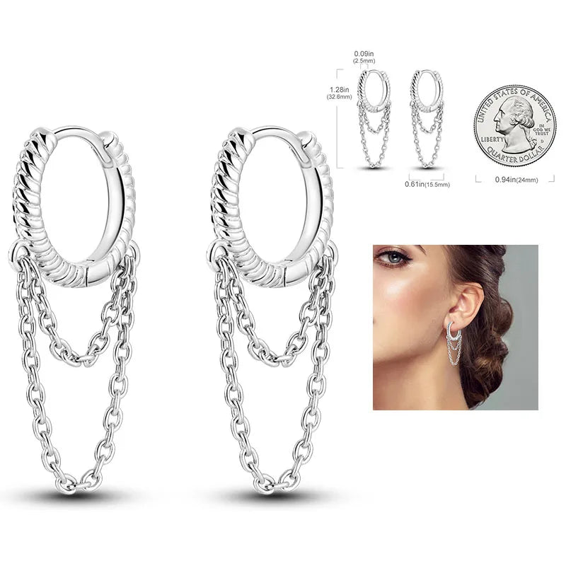 925 Silver Hoop Earrings  For Woman