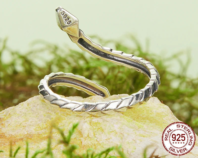 925 Sterling Silver Original Snake Open Ring