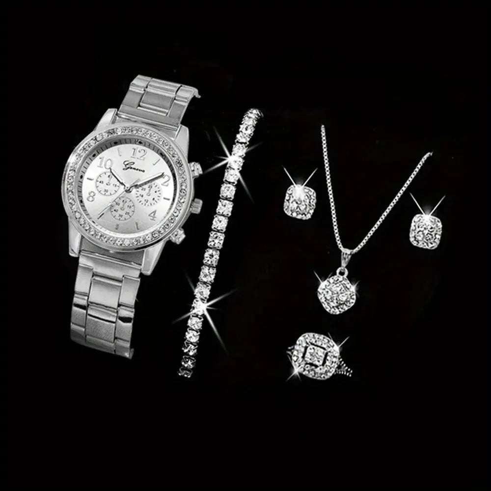 5 PCS Set Gold Watch Women