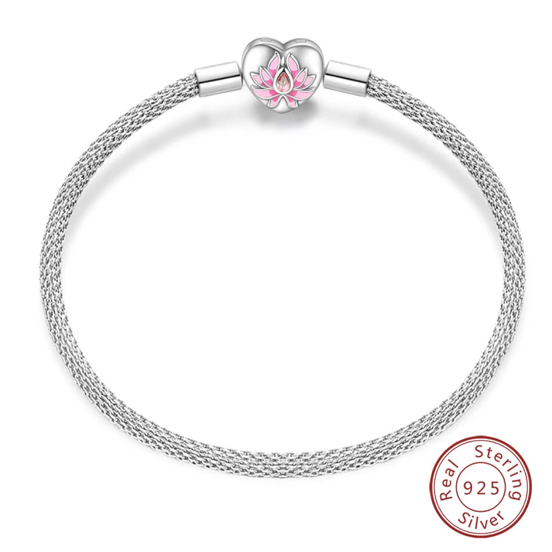 Bracelet Silver 925 Original 17-20CM Star Moon Sun Four Leaf Clover Green Zircon Bracelets
