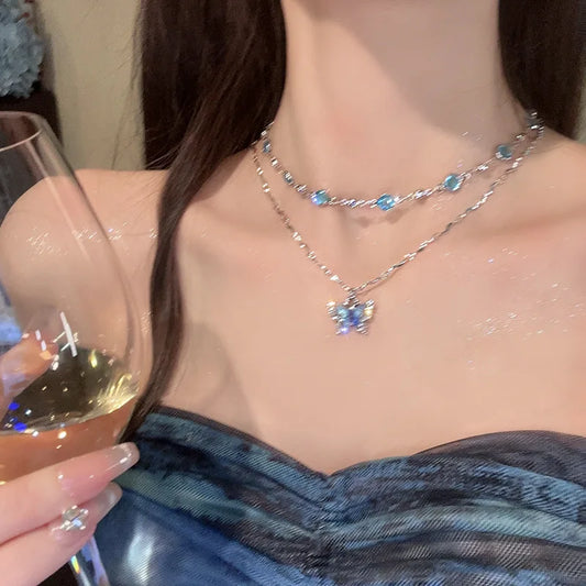 Exquisite Luxury Crystal Zircon Butterfly Necklace