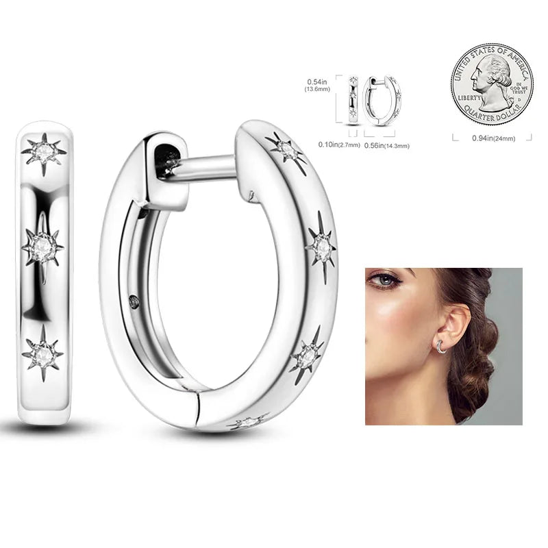 925 Silver Hoop Earrings  For Woman