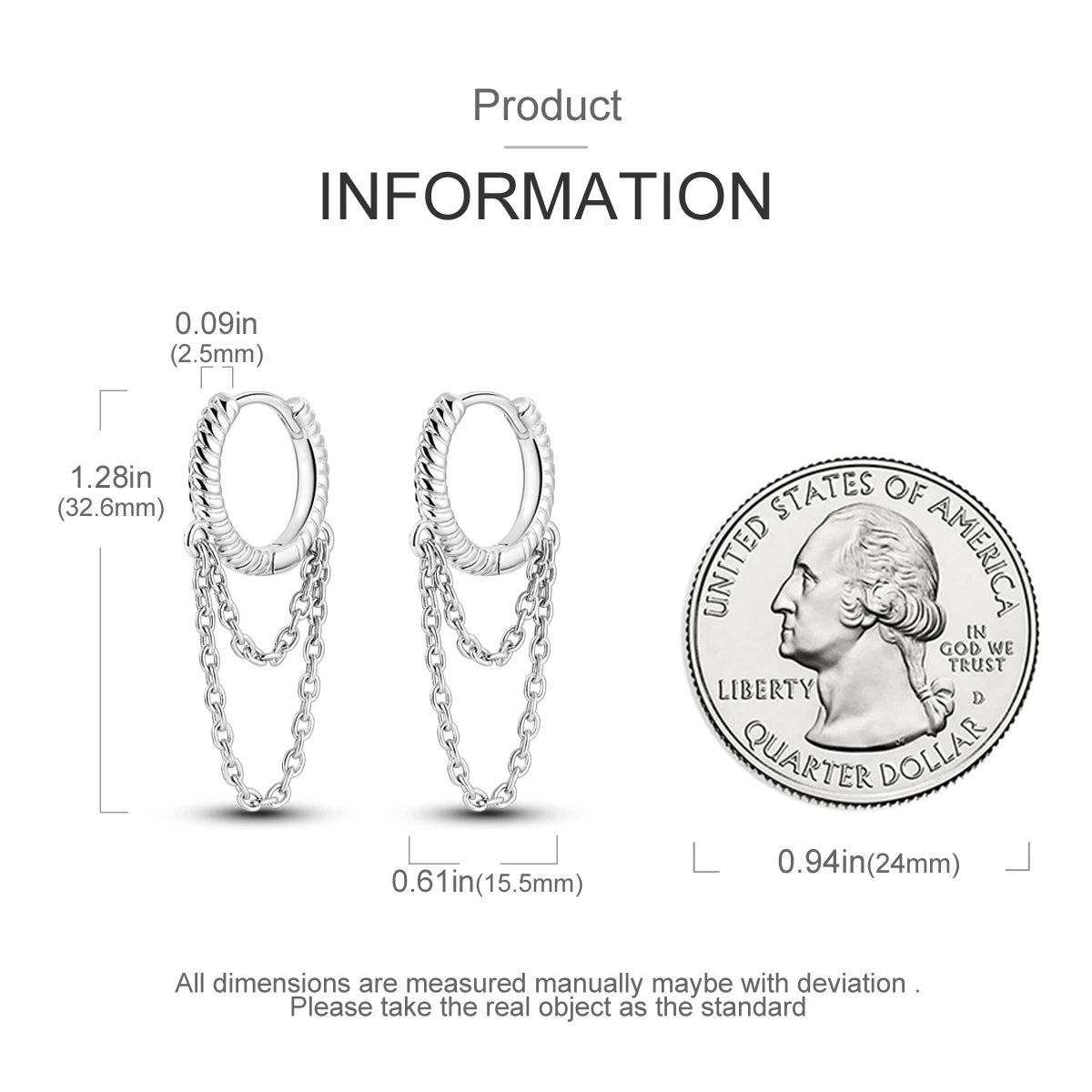 925 Silver Hoop Earrings  For Woman