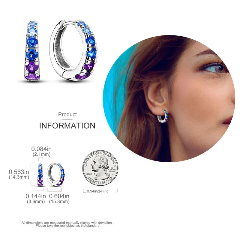 925 Silver Hoop Earrings  For Woman