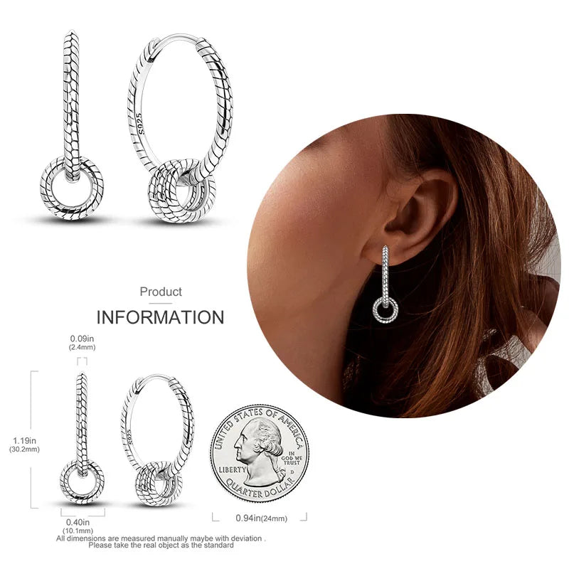 925 Silver Hoop Earrings  For Woman