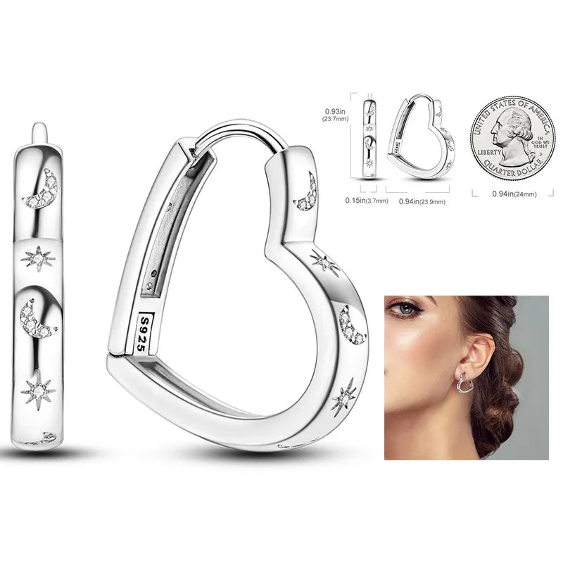 925 Silver Hoop Earrings  For Woman