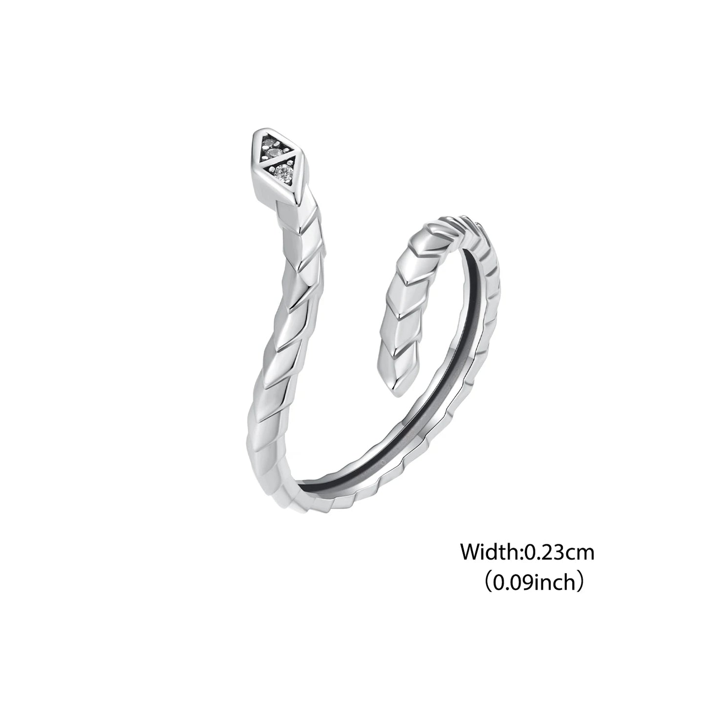 925 Sterling Silver Original Snake Open Ring