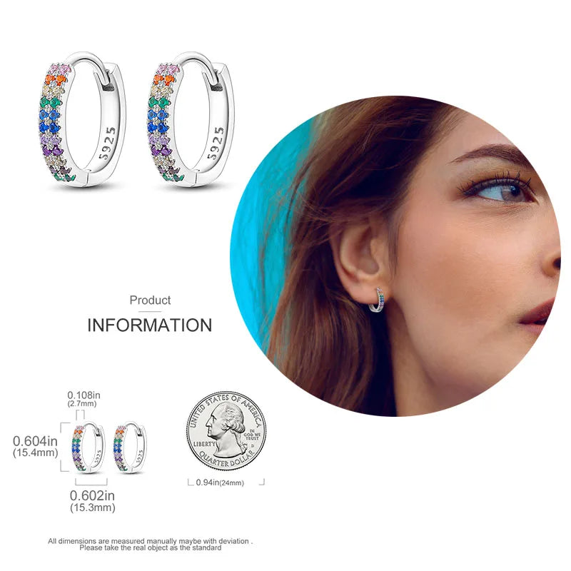 925 Silver Hoop Earrings  For Woman