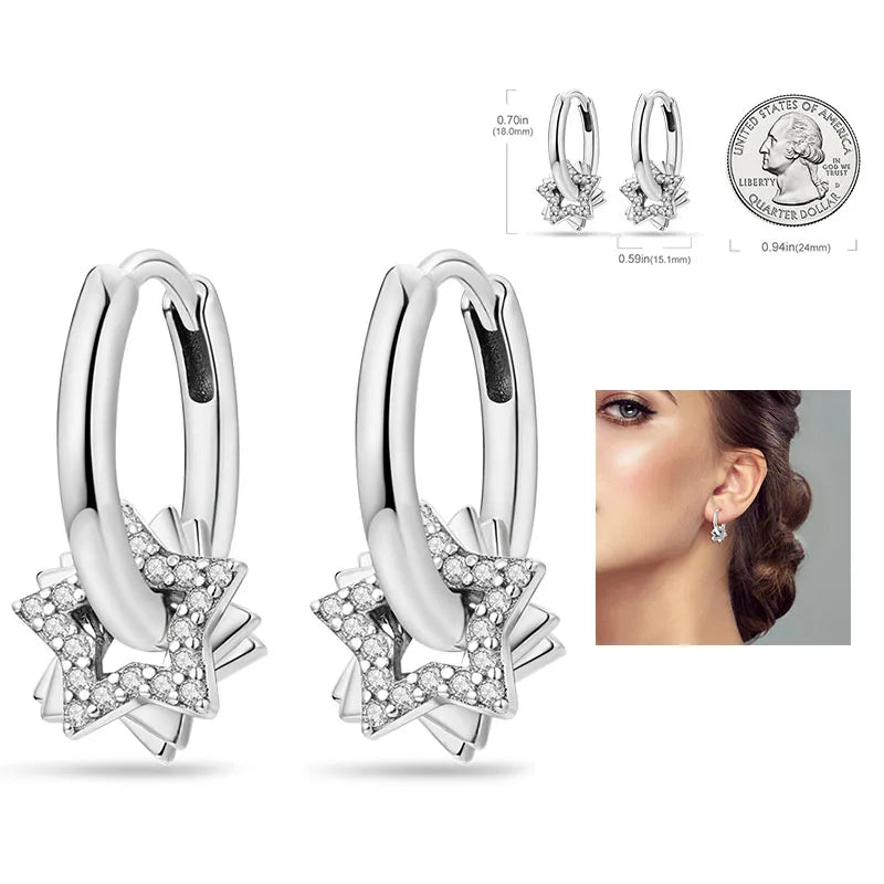 925 Silver Hoop Earrings  For Woman