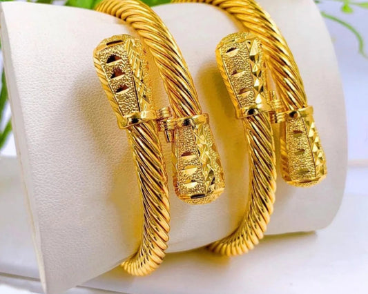 Dubai Gold Plated Cuff Bracelets 21k Gold Color