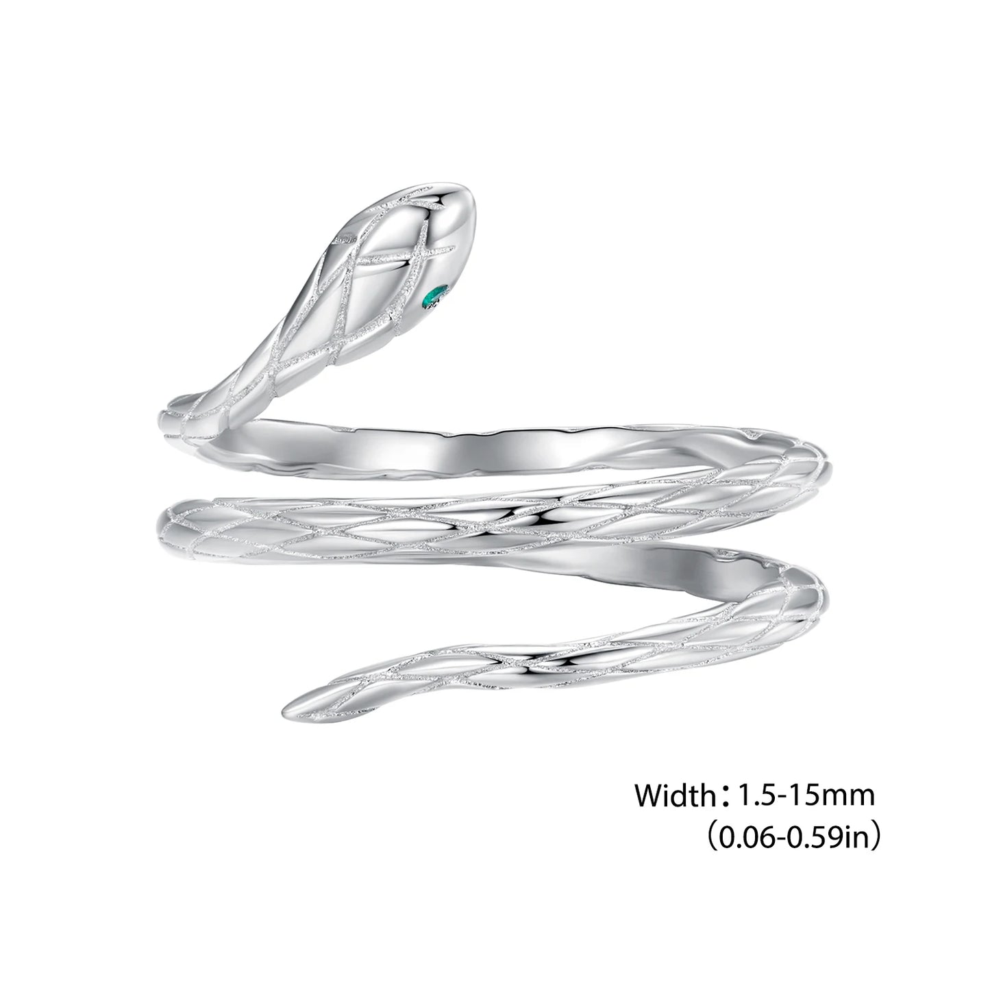 925 Sterling Silver Original Snake Open Ring