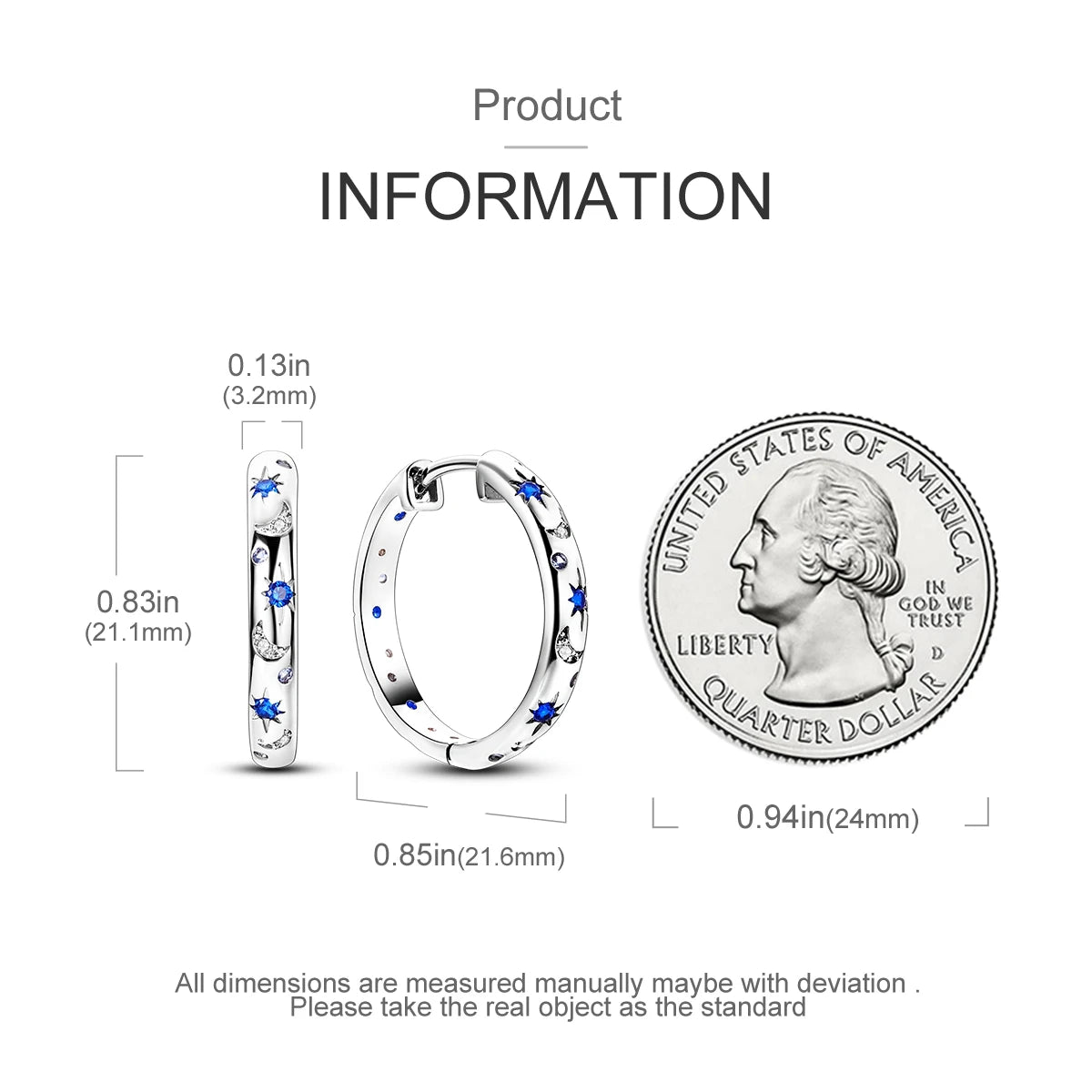 925 Silver Hoop Earrings  For Woman