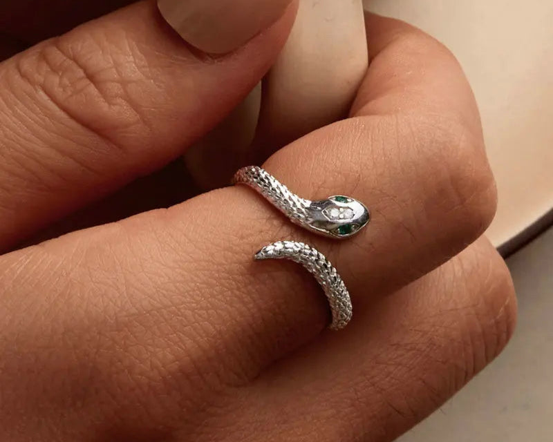 925 Sterling Silver Original Snake Open Ring