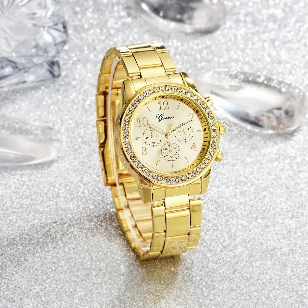 5 PCS Set Gold Watch Women