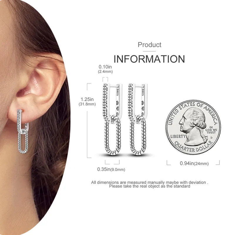 925 Silver Hoop Earrings  For Woman