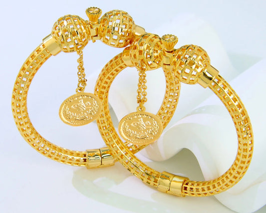 Gold Color Coins Bracelet 21k Gold Plated