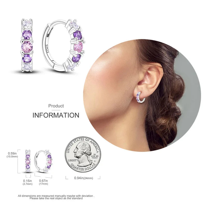 925 Silver Hoop Earrings  For Woman