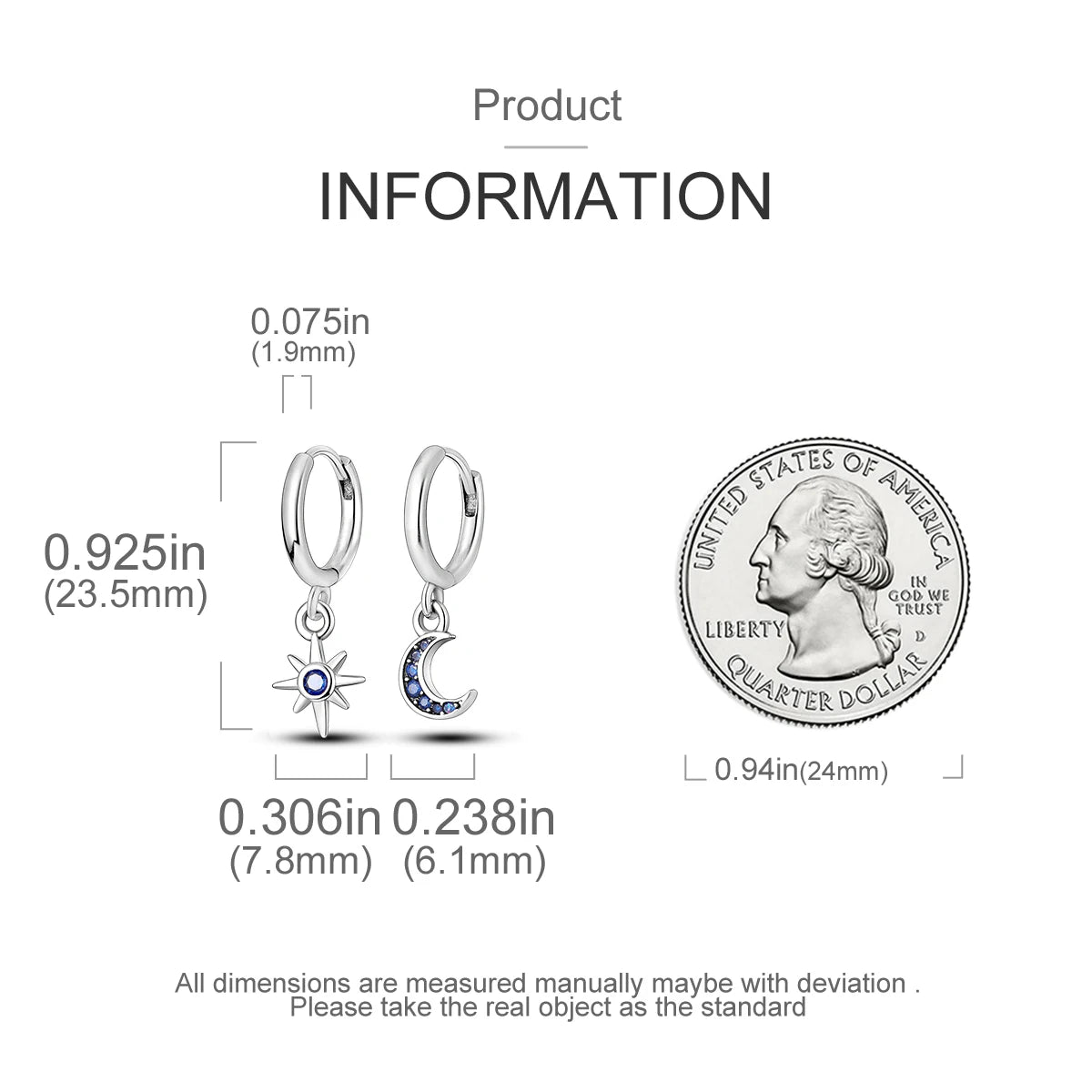 925 Silver Hoop Earrings  For Woman