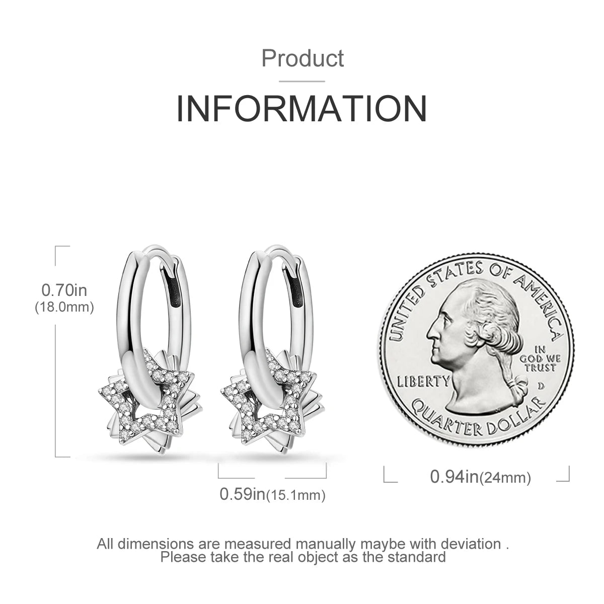 925 Silver Hoop Earrings  For Woman