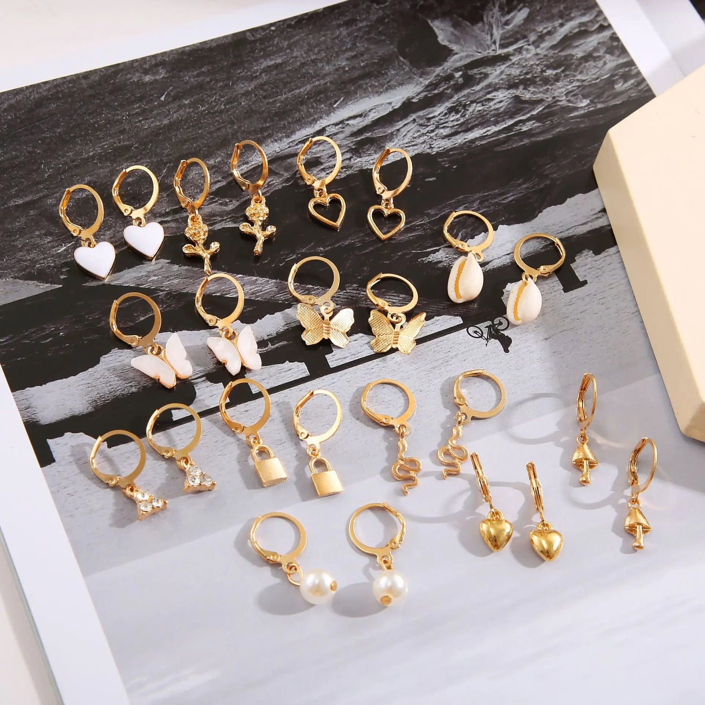 24 Pcs European and American Boho Big Circle Hoop Earring Set