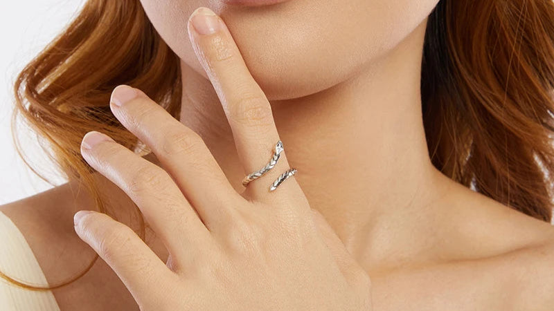 925 Sterling Silver Original Snake Open Ring