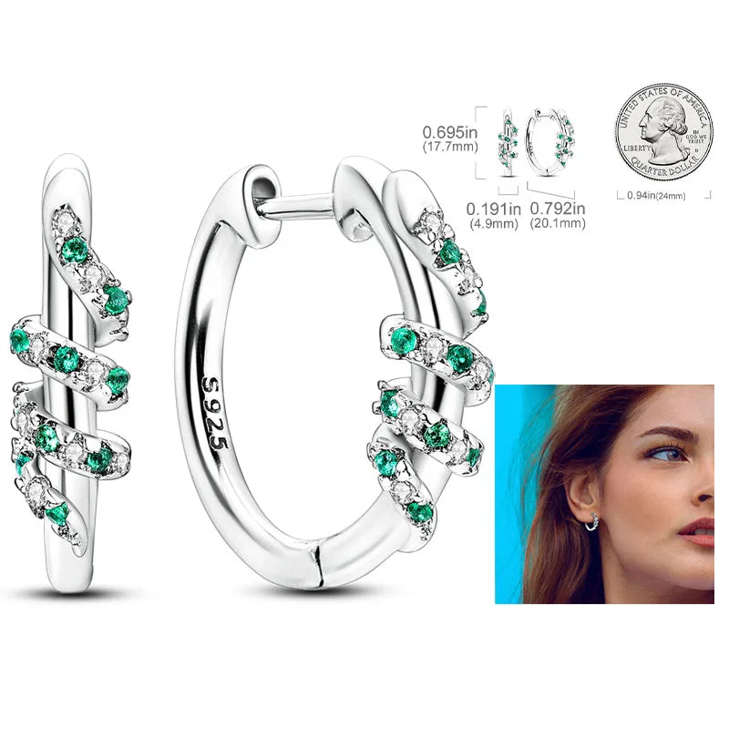 925 Silver Hoop Earrings  For Woman