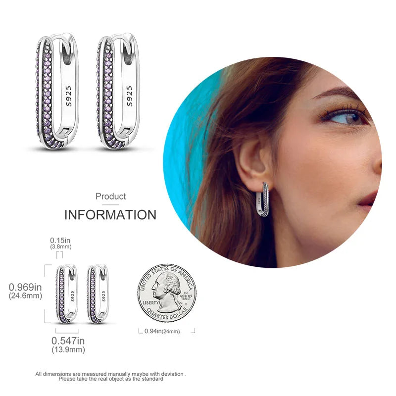 925 Silver Hoop Earrings  For Woman