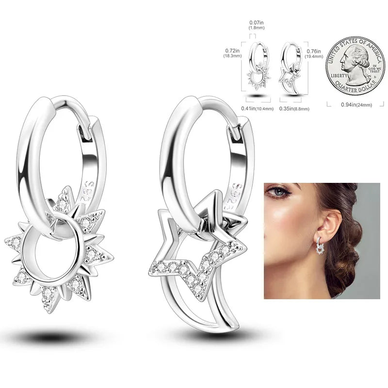 925 Silver Hoop Earrings  For Woman