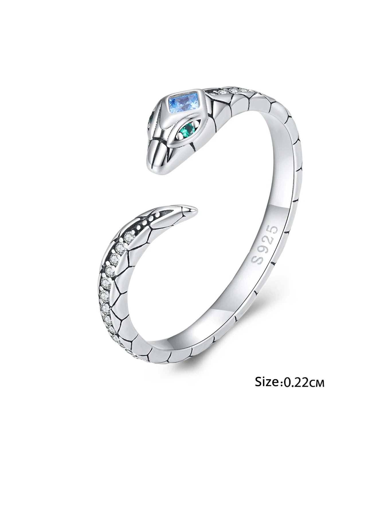 925 Sterling Silver Original Snake Open Ring