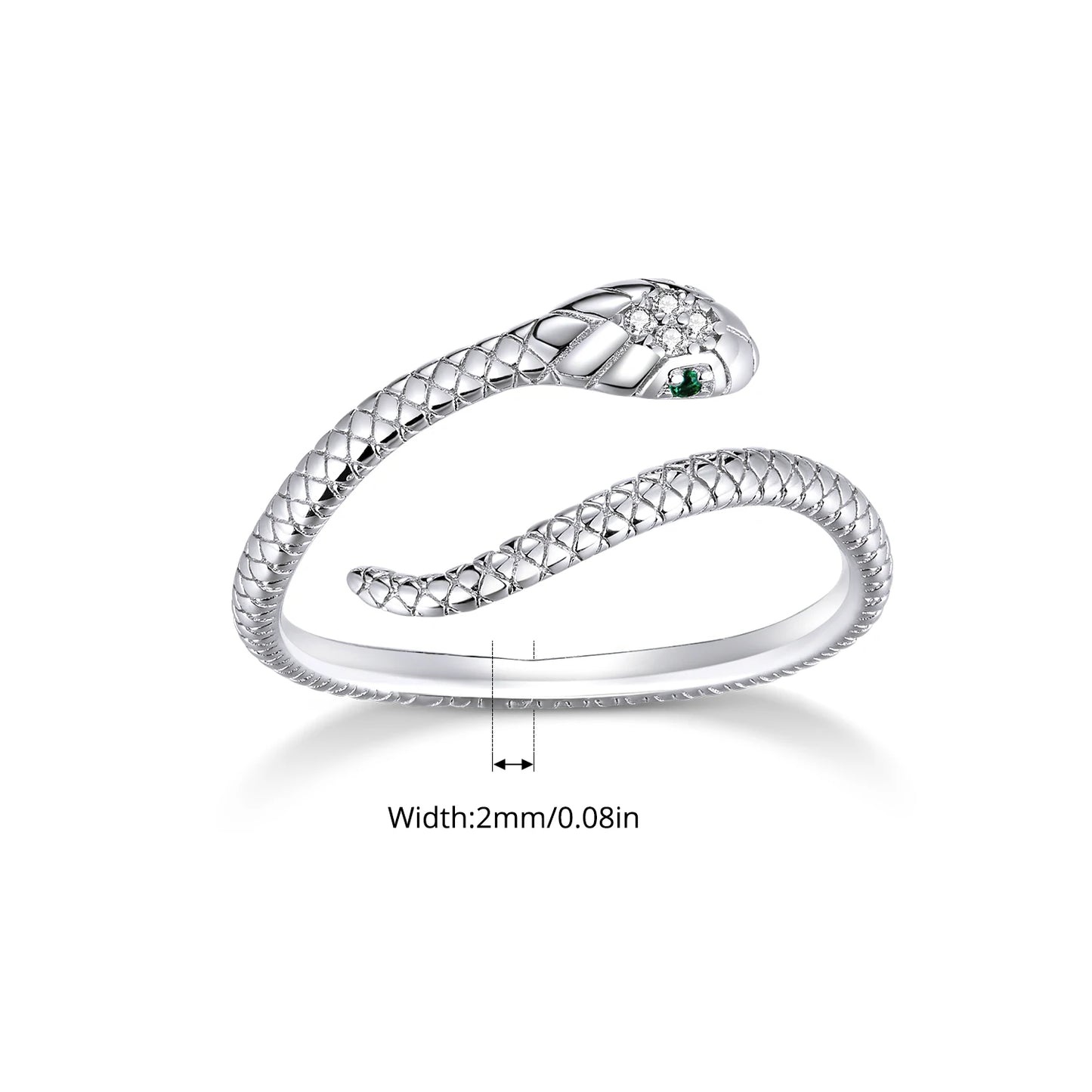 925 Sterling Silver Original Snake Open Ring