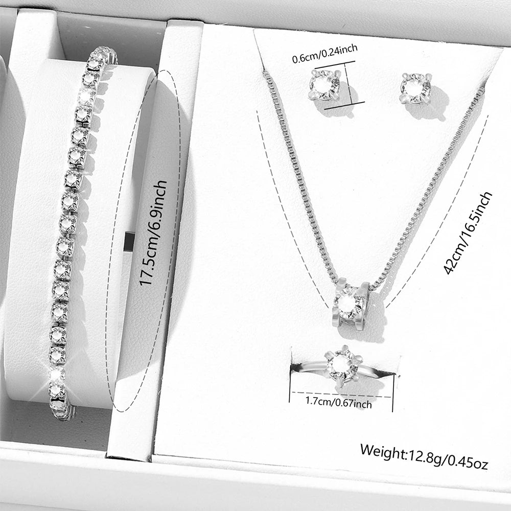 5 Piece Set Silver Jewelry Fashionable And Elegant Simple